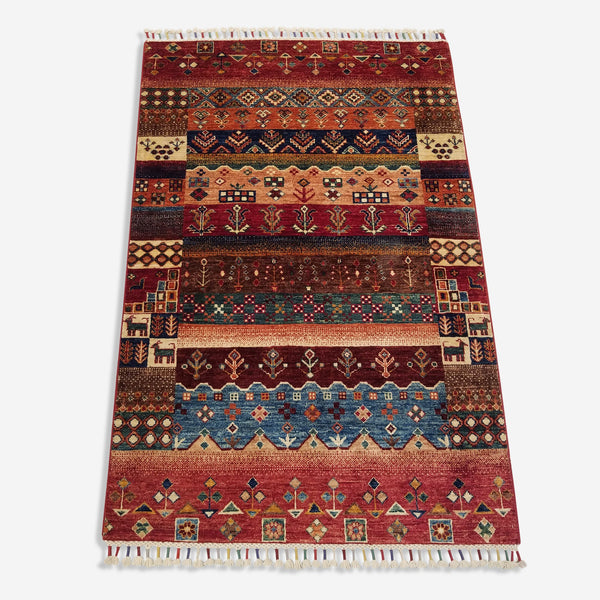 Hand Knotted 2'4x3'7 Ft. Gabbeh Rug Rug for Bedroom 