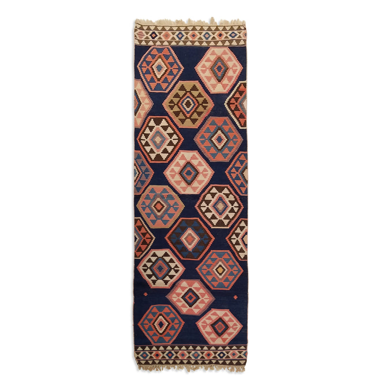 3'0" x 9'0"   Antique Kazakh Kazak Kilim Runner Rug Top View