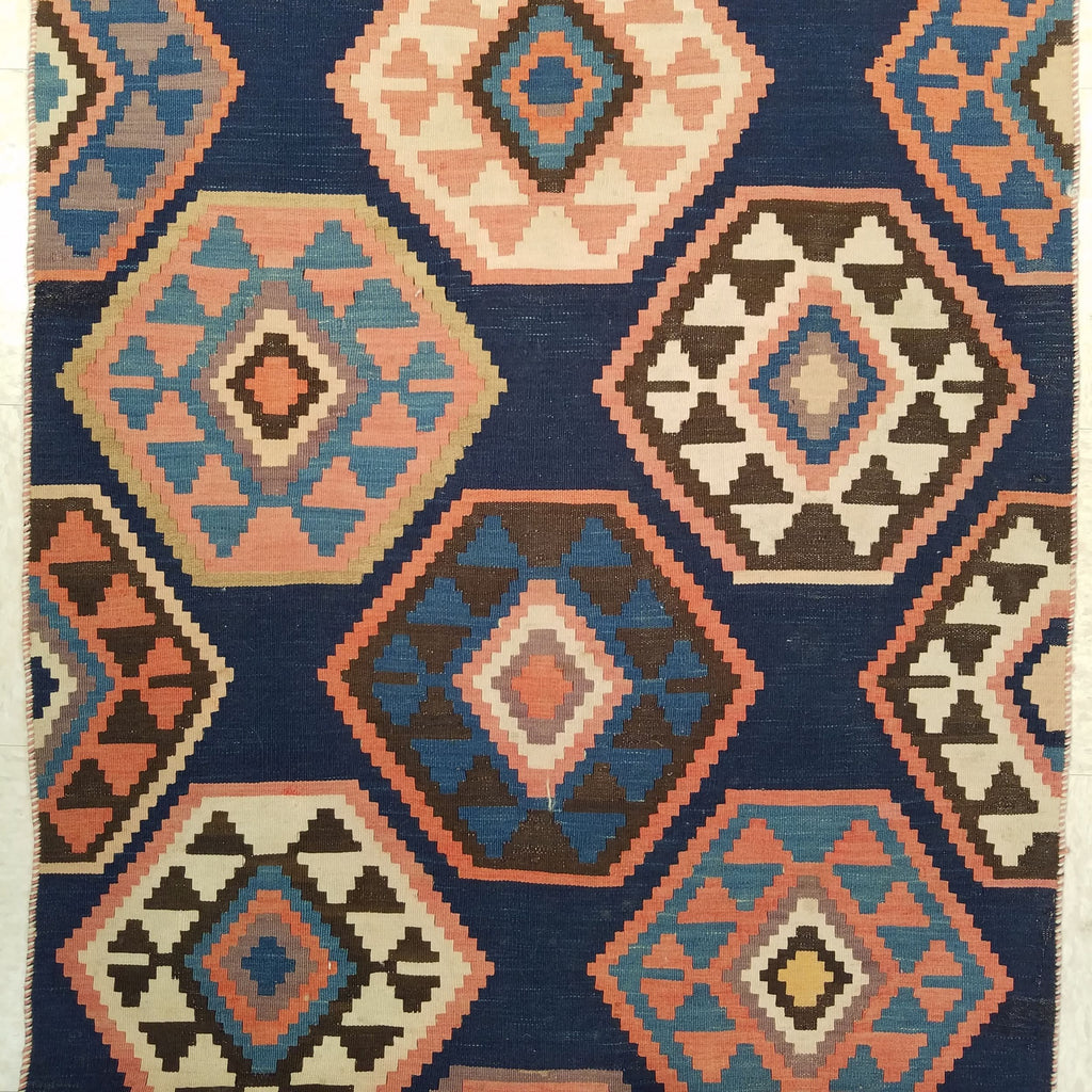 3'0" x 9'0"   Antique Kazakh Kazak Kilim Runner Rug Angle View