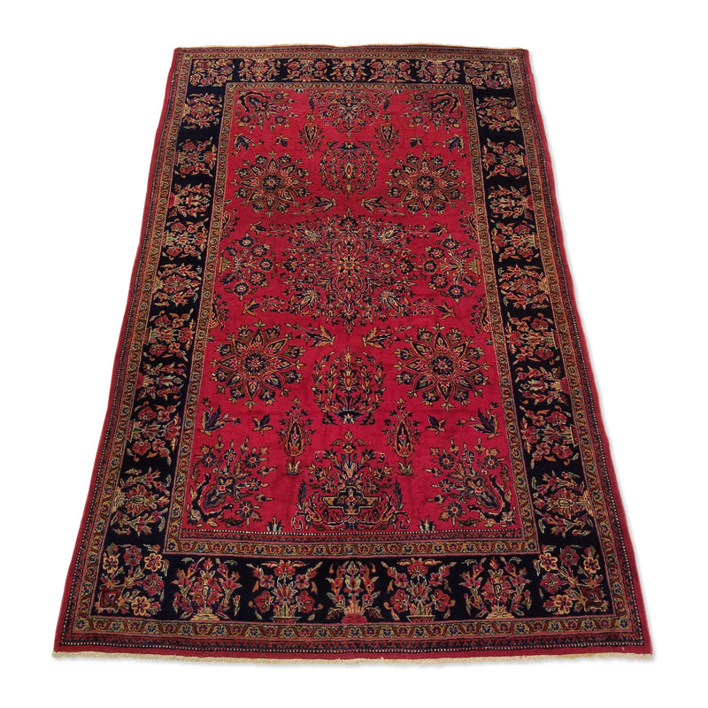 4'6" x 6'6"   Antique Persian Keshan Rug Angle View