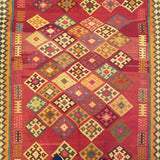 5'2" x 7'1"   Persian Vintage Qashqai Kilim Rug Angle View