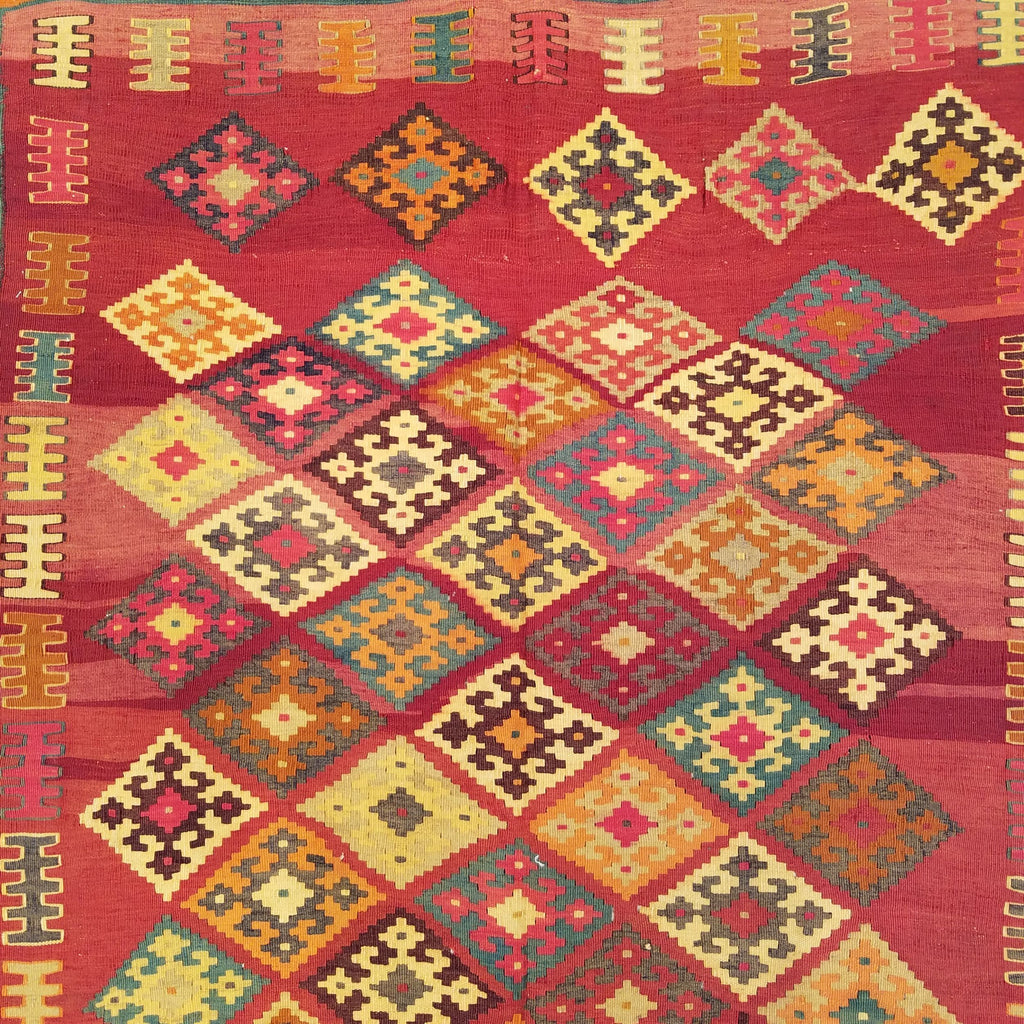 5'2" x 7'1"   Persian Vintage Qashqai Kilim Rug Angle View