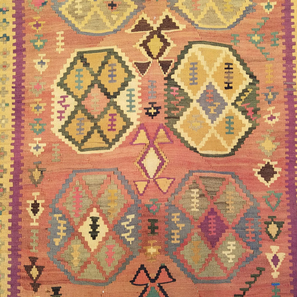 4'4" x 7'2"   Persian Vintage Qashqai Kilim Rug Angle View