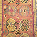 4'4" x 7'2"   Persian Vintage Qashqai Kilim Rug Angle View
