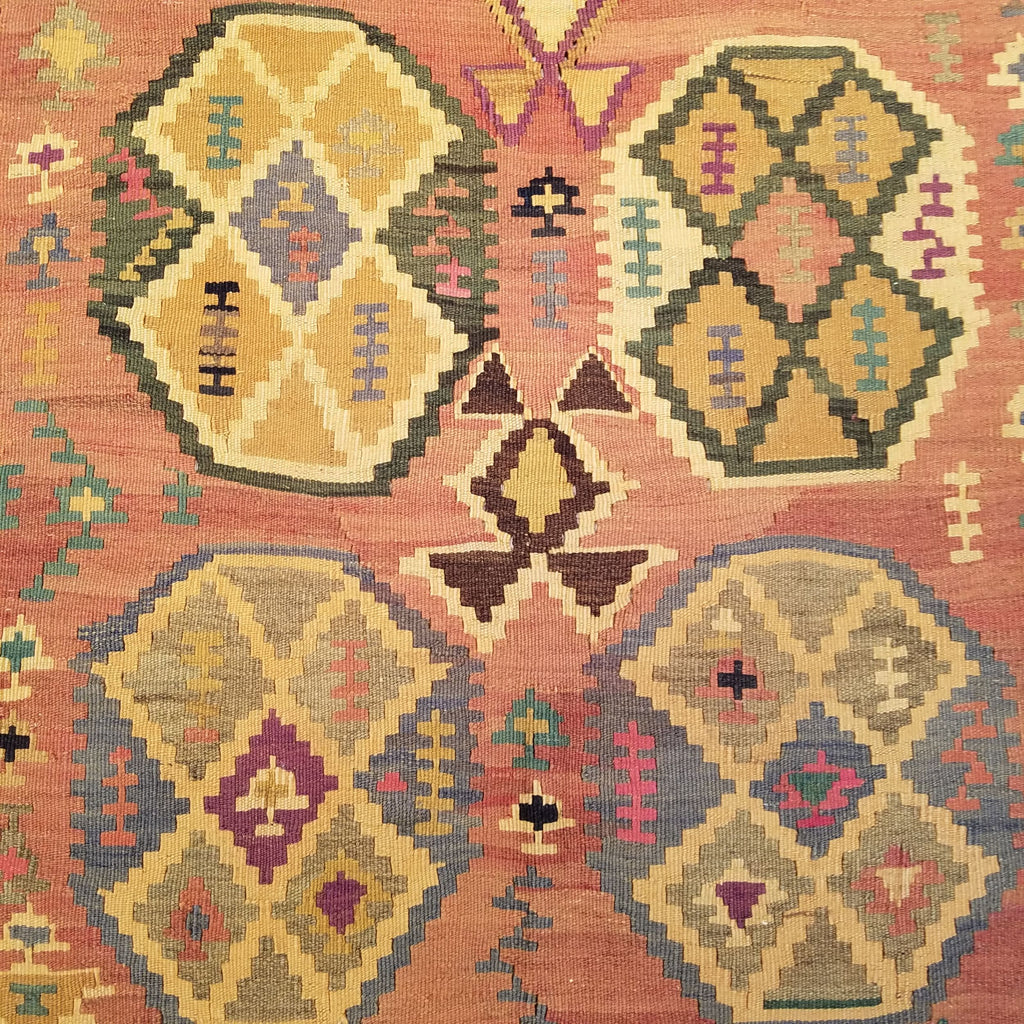 4'4" x 7'2"   Persian Vintage Qashqai Kilim Rug Angle View