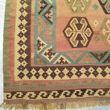 5'3" x 9'9"   Persian Vintage Qashqai Kilim Rug Angle View