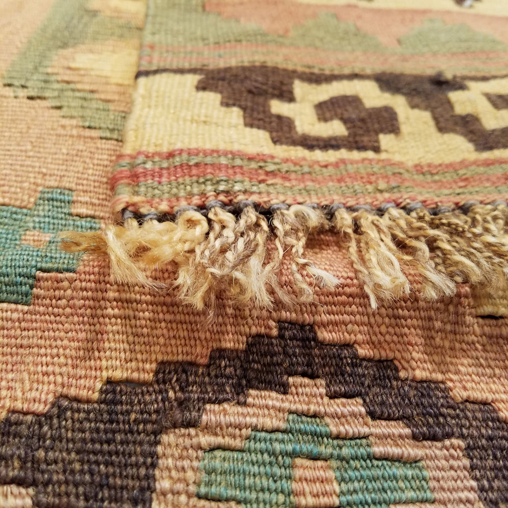 5'3" x 9'9"   Persian Vintage Qashqai Kilim Rug Back View