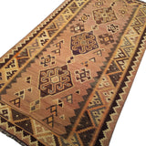 4'10" x 8'9"   Persian Vintage Qashqai Kilim Rug Angle View