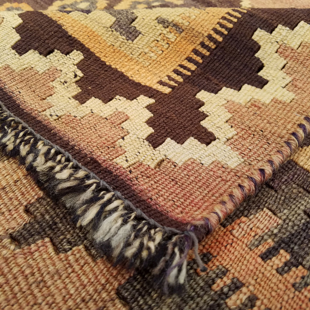 4'10" x 8'9"   Persian Vintage Qashqai Kilim Rug Back View