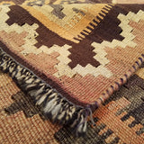4'10" x 8'9"   Persian Vintage Qashqai Kilim Rug Back View