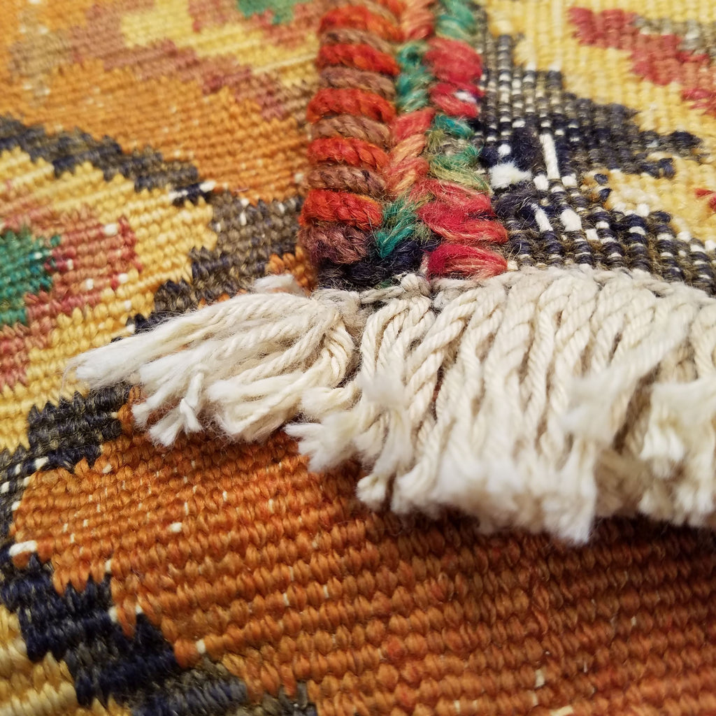 5'7" x 7'4"   Persian Vintage Qashqai Kilim Rug Back View