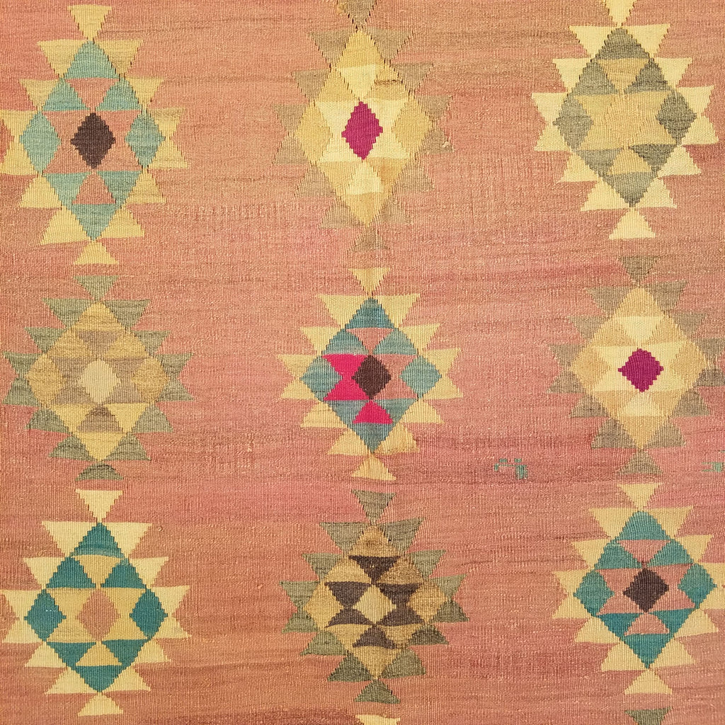 5'2" x 8'5"   Persian Vintage Qashqai Kilim Rug Angle View