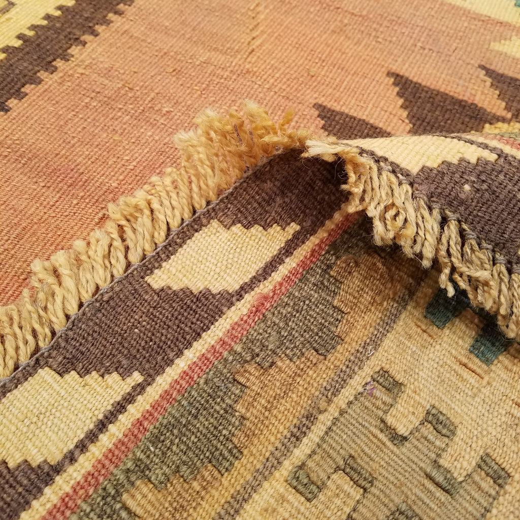 5'2" x 8'5"   Persian Vintage Qashqai Kilim Rug Angle View