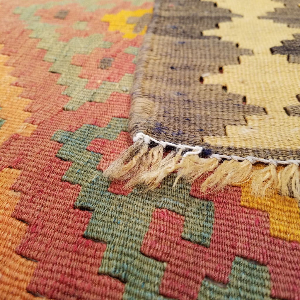 5'4" x 7'10"   Persian Vintage Qashqai Kilim Rug Back View