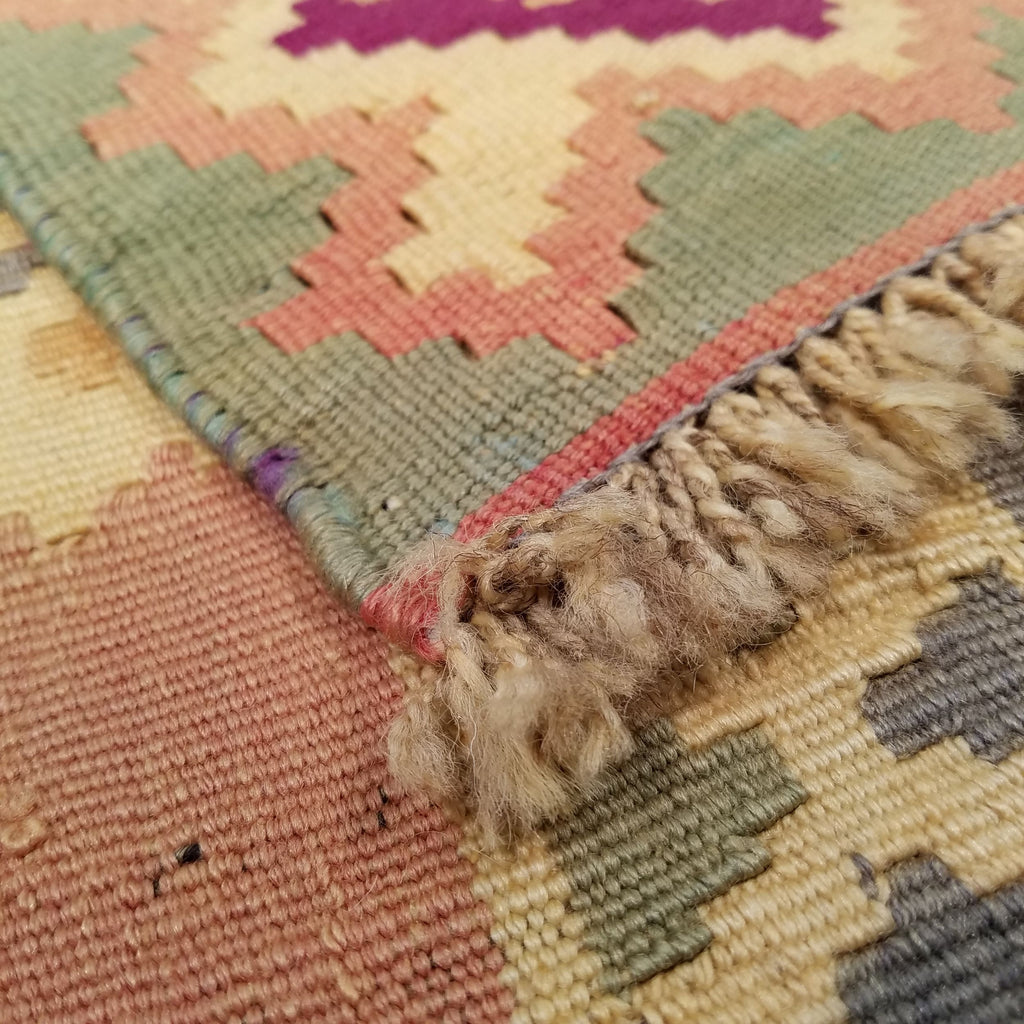 5'1" x 9'2"   Persian Vintage Qashqai Kilim Rug Back View