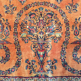 4'2" x 6'10"   Antique Persian Keshan Rug Angle View