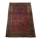 4'4" x 6'5"   Antique Persian Keshan Rug Angle View