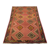 5'3" x 7'7"   Persian Vintage Qashqai Kilim Rug Angle View