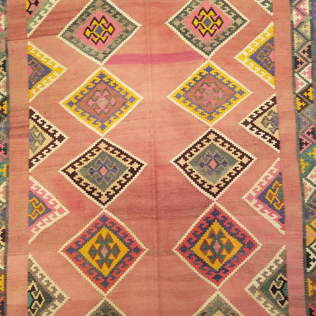 5'3" x 7'7"   Persian Vintage Qashqai Kilim Rug Angle View