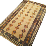 4'2" x 7'1"   Persian Vintage Qashqai Kilim Rug Angle View
