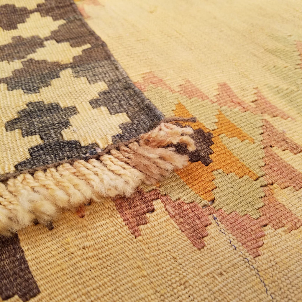4'2" x 7'1"   Persian Vintage Qashqai Kilim Rug Back View