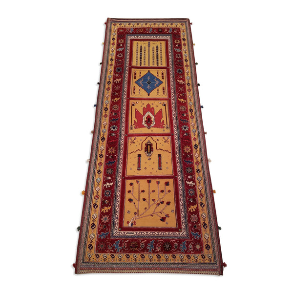 3' 3 x 9' 3 Persian Qashqai Sumak Runner Hand Knotted Rug