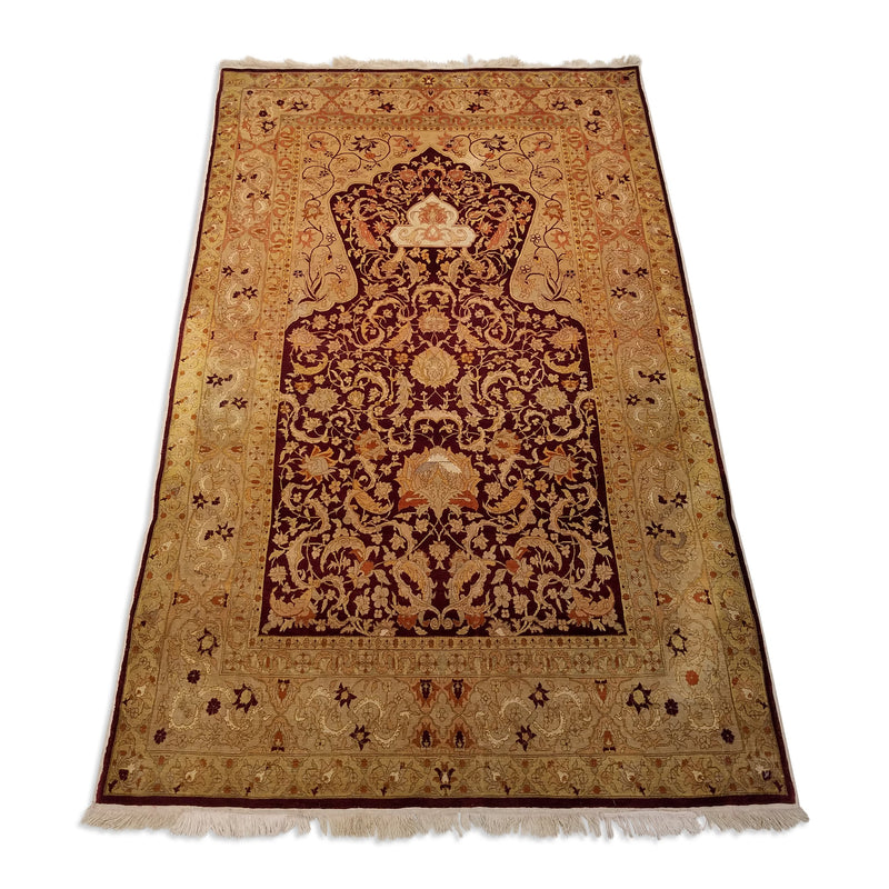 3'4" x 5'4"   Antique Silk Turkish Hereke Rug Angle View