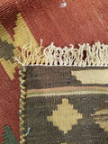 4'11" x 6'4"   Persian Vintage Qashqai Kilim Rug Back View