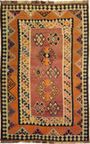 4'8" x 7'5"   Persian Vintage Qashqai Kilim Rug Top View