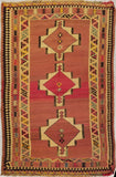 4'9" x 7'4"   Persian Vintage Qashqai Kilim Rug Angle View