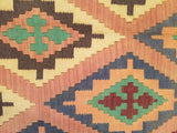 4'7" x 8'10"   Persian Vintage Qashqai Kilim Rug Angle View