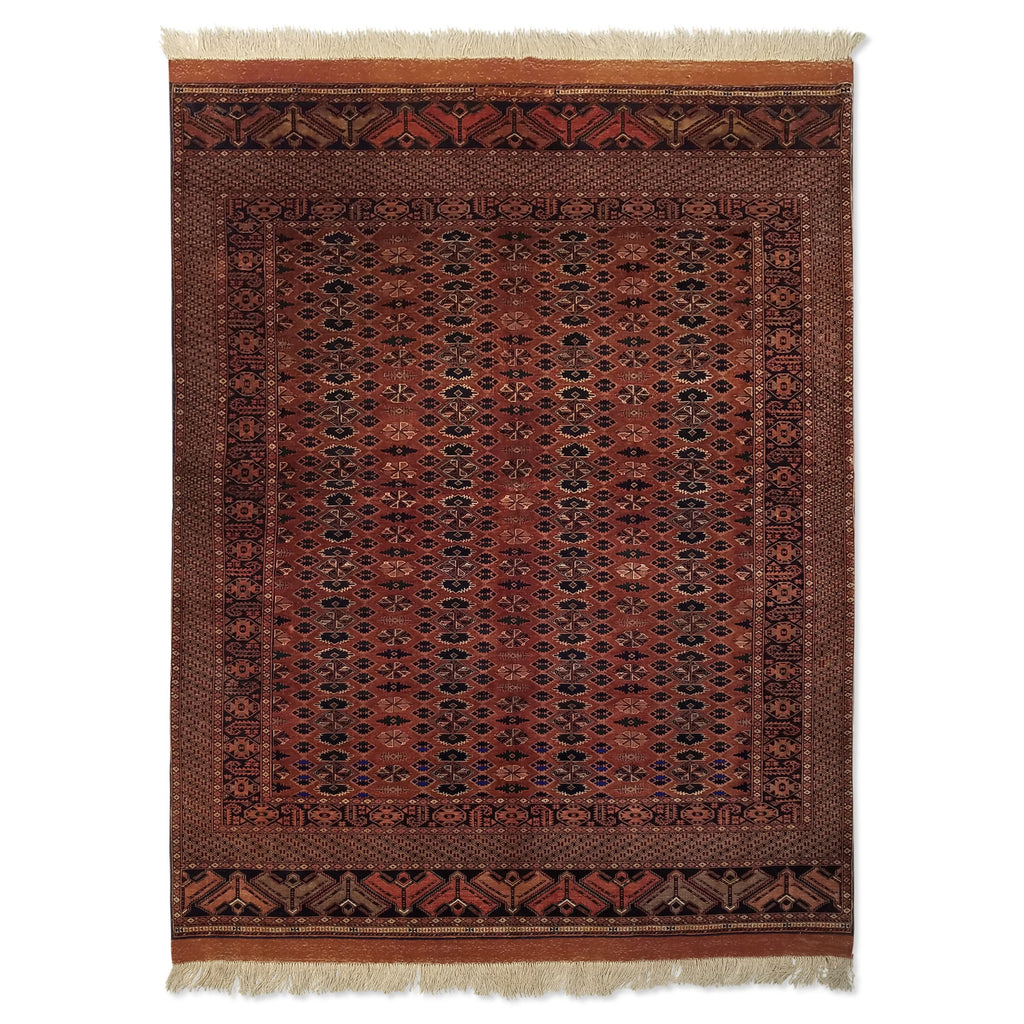 5'5" x 7'2"   Antique Silk on Wool Herati Design Rug Top View