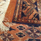 5'5" x 7'2"   Antique Silk on Wool Herati Design Rug Angle View