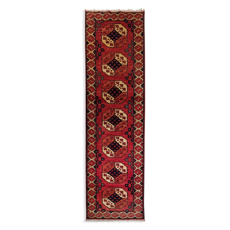 2'9" x 9'5"   Ersari Turkmen Design Runner Rug Top View