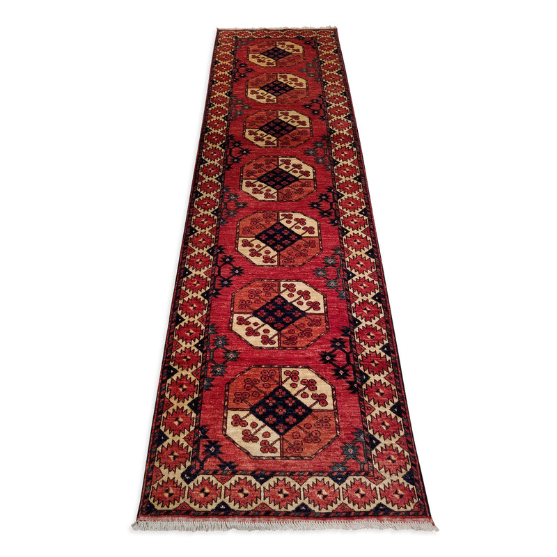 2'9" x 9'5"   Ersari Turkmen Design Runner Rug Angle View