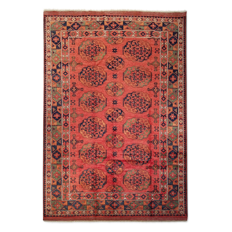 6'8" x 9'8"   Ersari Turkmen Design Rug Top View