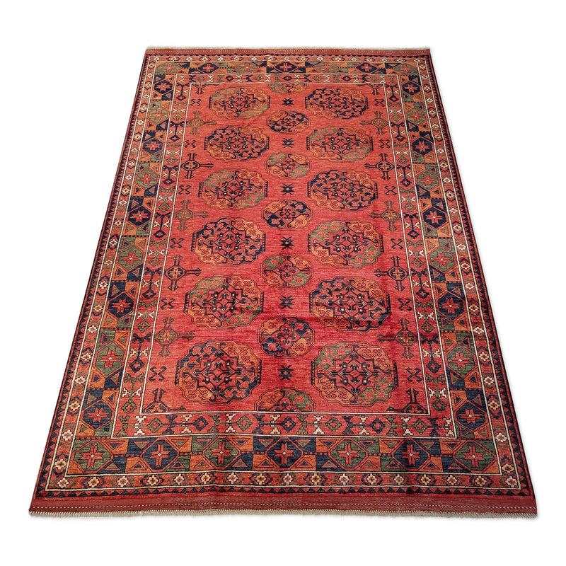 6'8" x 9'8"   Ersari Turkmen Design Rug Angle View