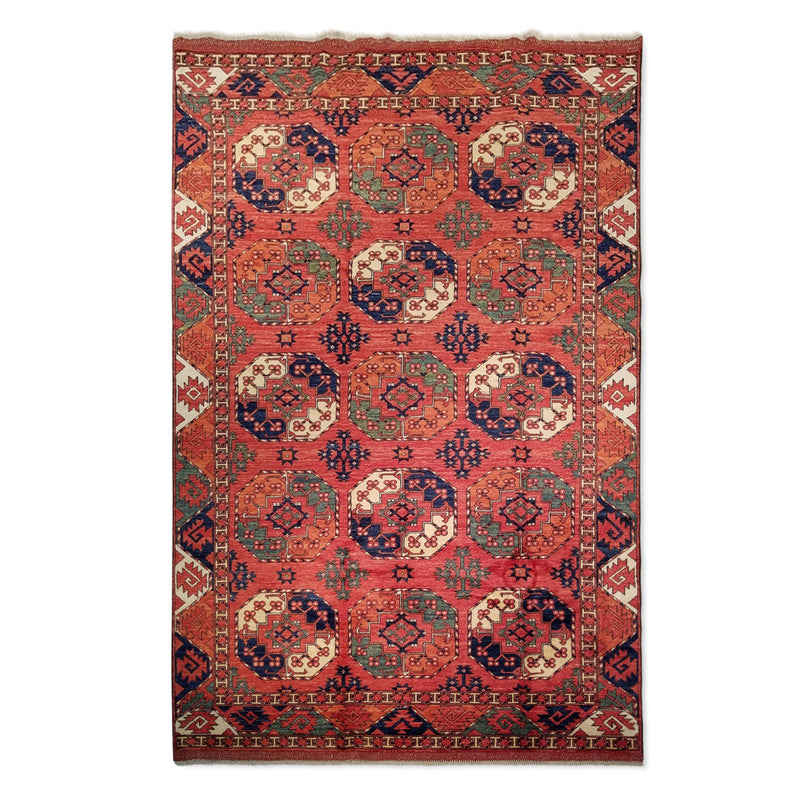 6'8" x 10'3"   Ersari Turkmen Design Rug Top View