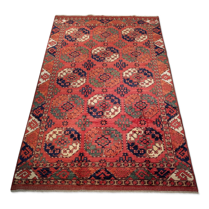6'8" x 10'3"   Ersari Turkmen Design Rug Angle View