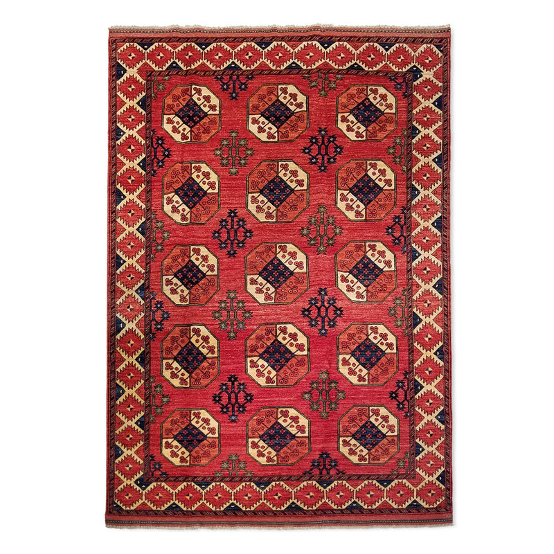 6'7" x 9'6"   Ersari Turkmen Design Rug Top View