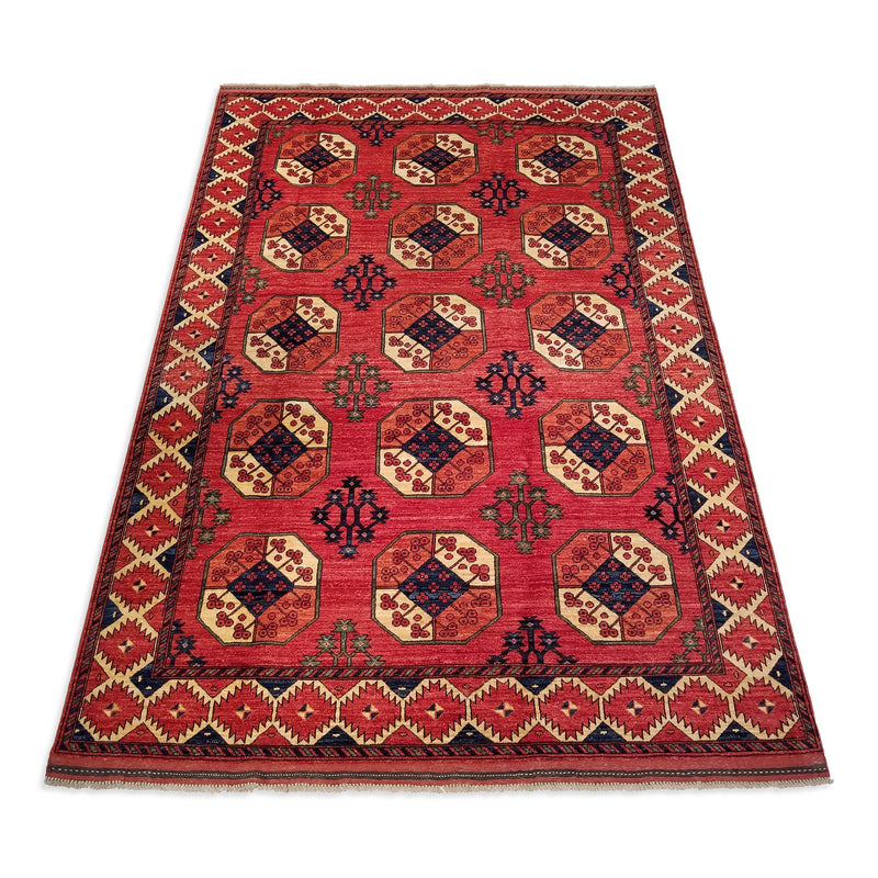 6'7" x 9'6"   Ersari Turkmen Design Rug Angle View