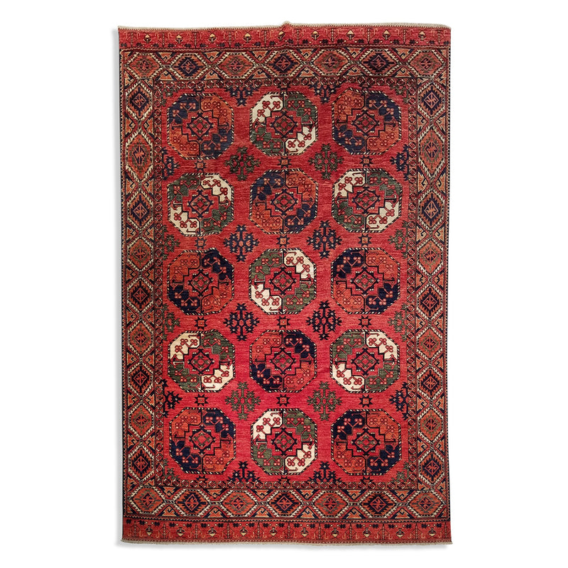 6'7" x 10'2"   Ersari Turkmen Design Rug Top View