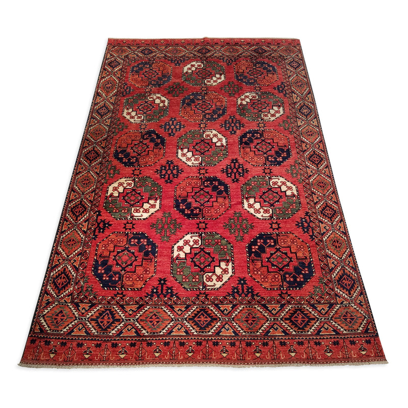 6'7" x 10'2"   Ersari Turkmen Design Rug Angle View