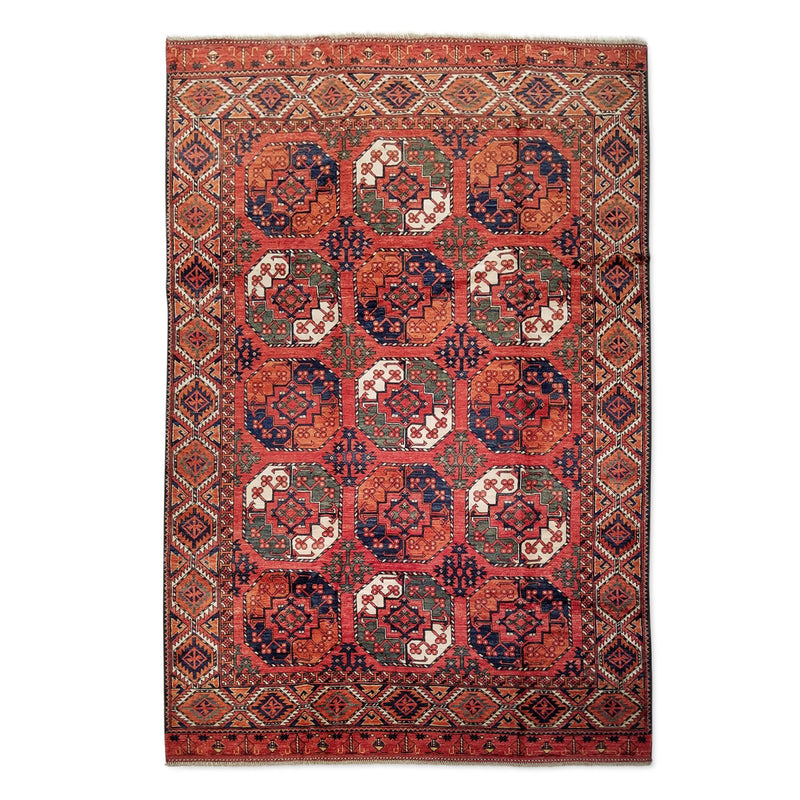 6'6" x 9'8"   Ersari Turkmen Design Rug Top View