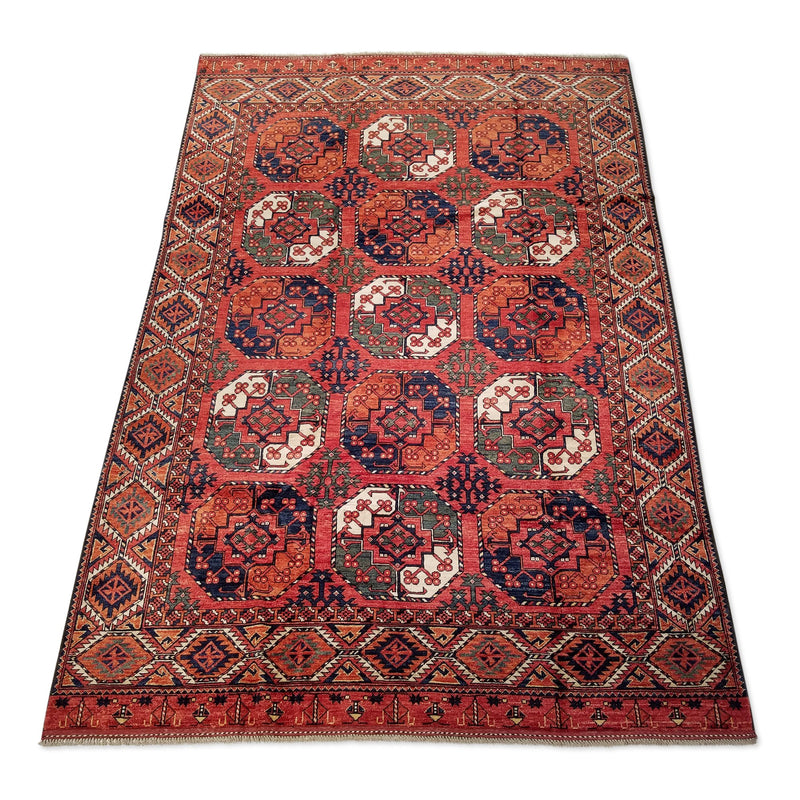 6'6" x 9'8"   Ersari Turkmen Design Rug Angle View