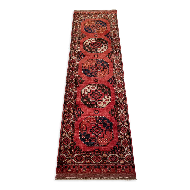 2'10" x 9'11"   Ersari Turkmen Design Runner Rug Angle View