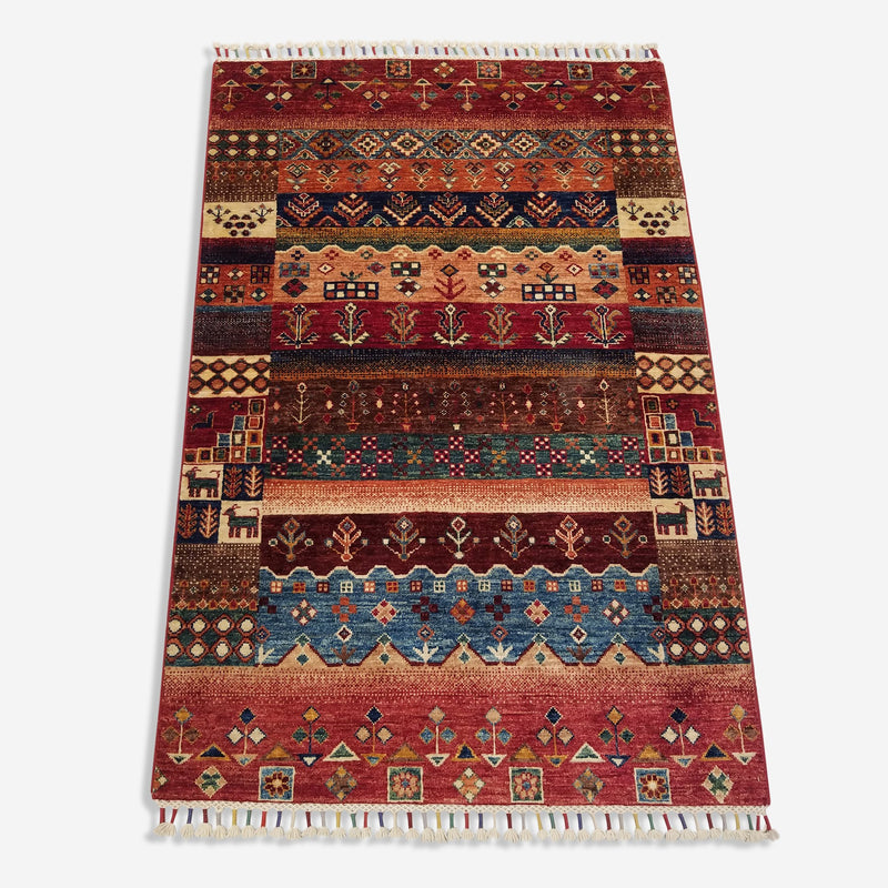 3'2" x 4'10"   Gabbeh Rug Top View