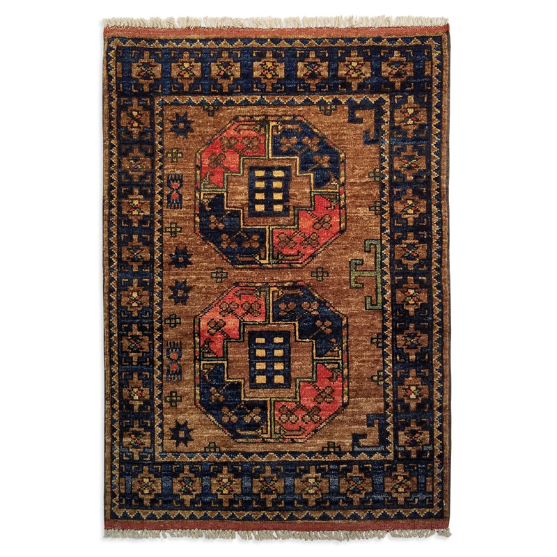 2'2" x 3'0"   Ersari Turkmen Design Rug Top View