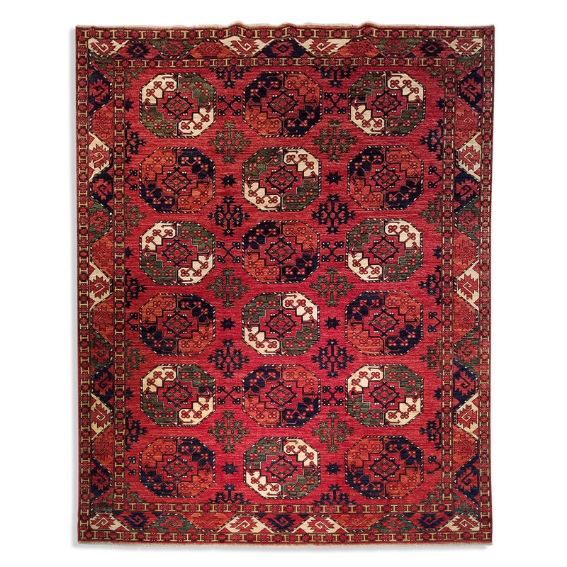 8'0" x 9'11"   Ersari Turkmen Design Rug Top View