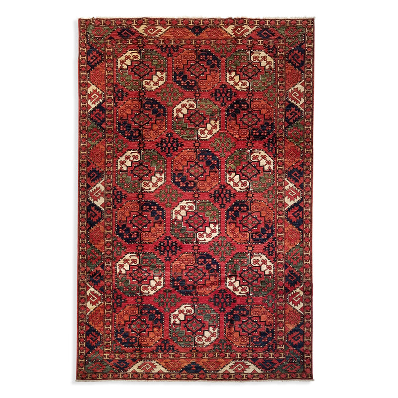 6'8" x 10'1"   Ersari Turkmen Design Rug Top View